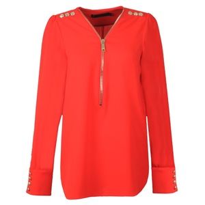 NWT HOLLAND COOPER ZIPPER RED BLOUSE